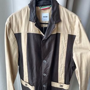 Moschino Leather and Linen Jacket